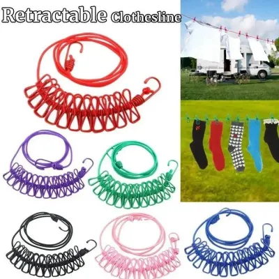 Cloth Drying Rope with 12 Clips